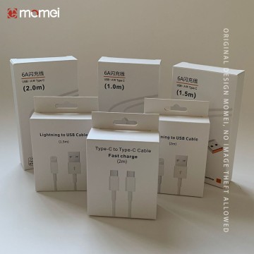 Customized 3C Data Cable Hanging Type Printed Foldable Paper Cartons Boxes For Packing