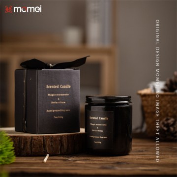 Customized Black Card Square Stamping Folded Boxes For Packaging Candles