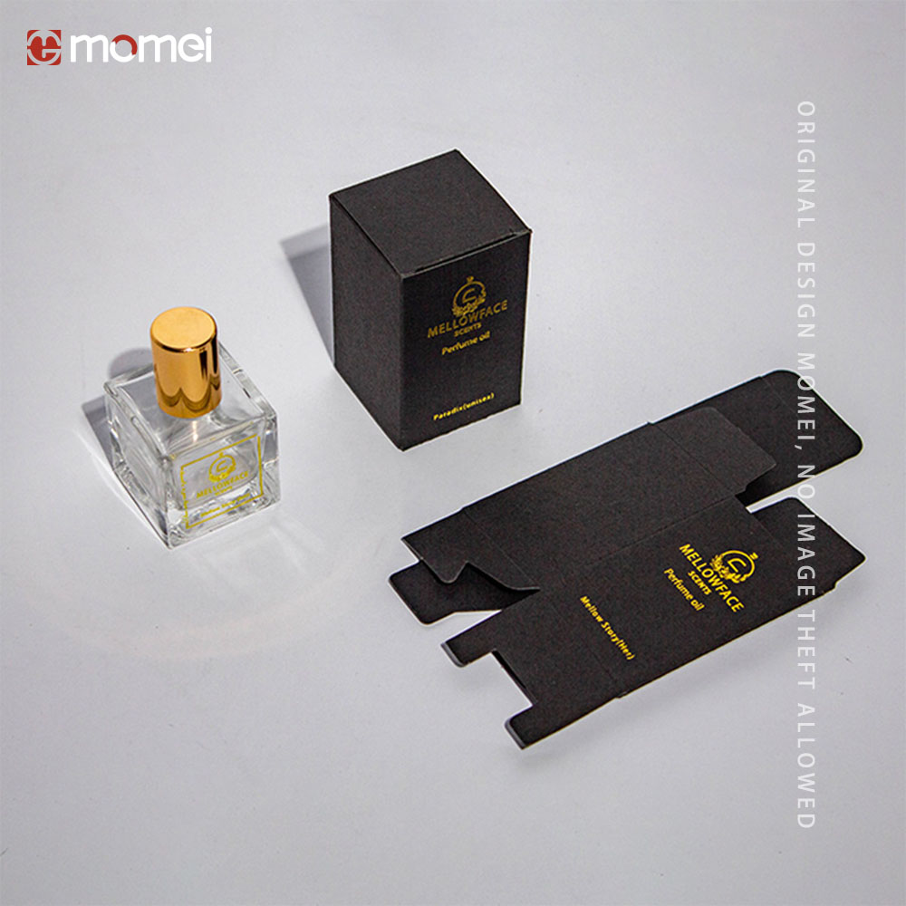 Custom Printed Hot Stamping Black Cardboard Perfume Bottle Boxes Packaging With Inner Support