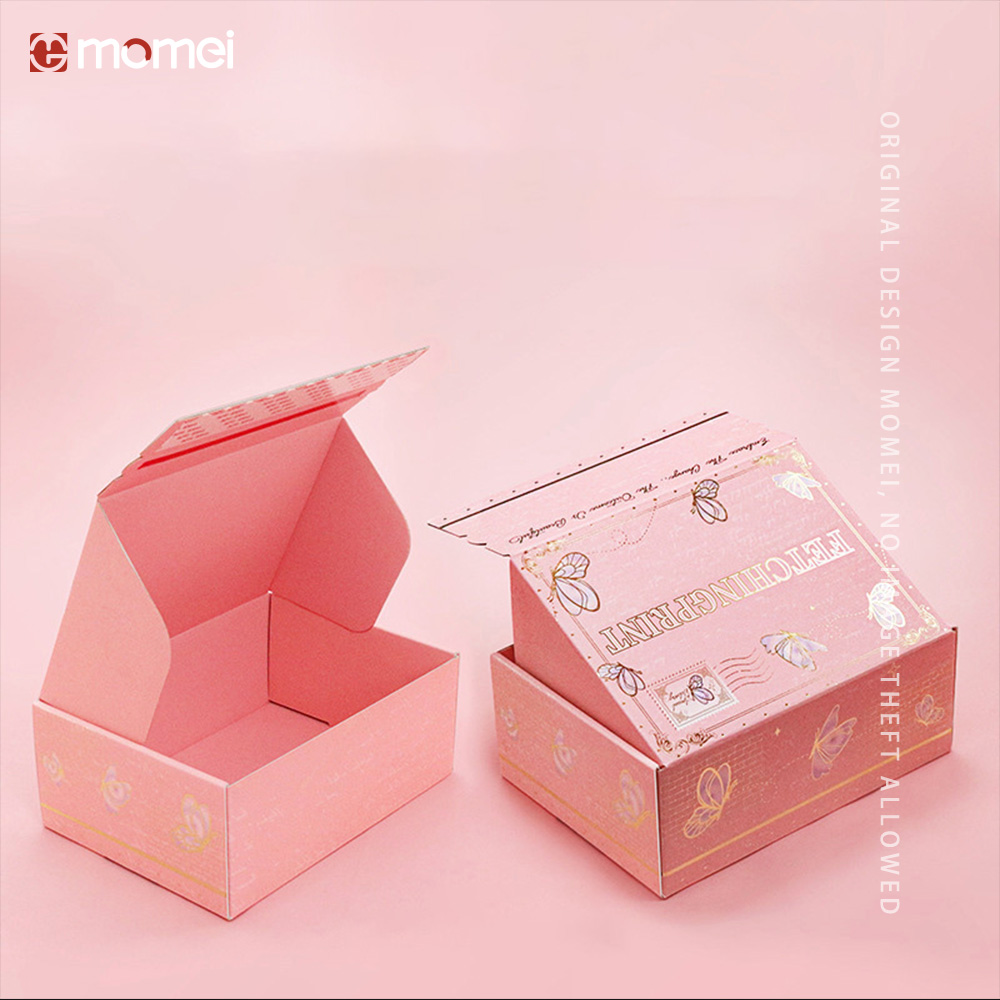 Customized Hot Stamping Tear Off Small Corrugated Cardboard Boxes With  Logo