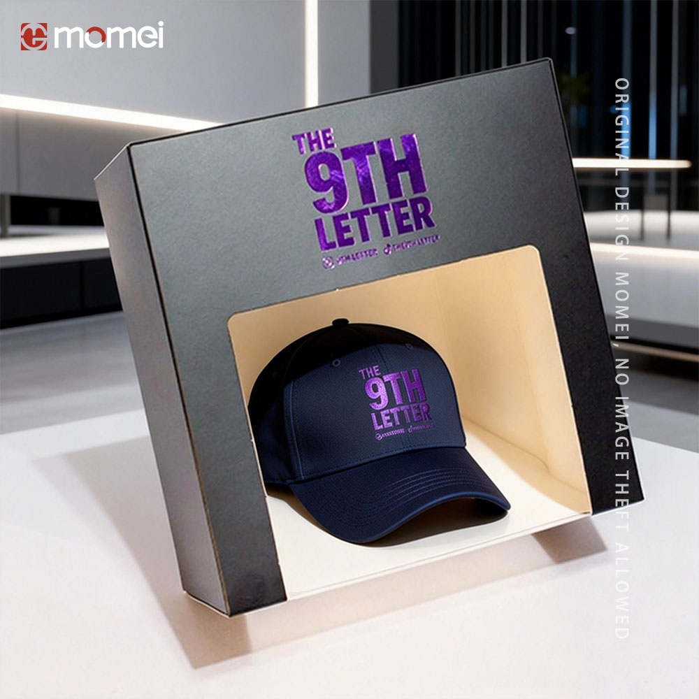Custom Paper Purple Gold Hot Stamping Process Square Baseball Hat Shipping Boxes